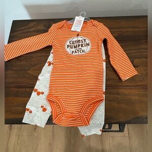 Carter's Orange & White Striped 'Cutest Pumpkin' Long-Sleeve 2 piece set